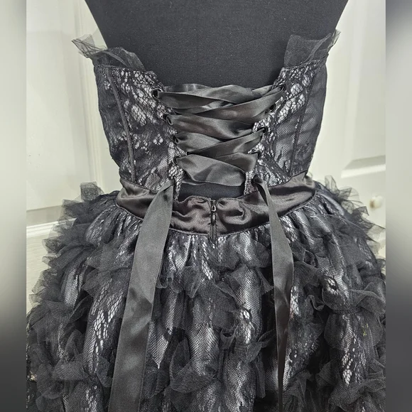 Dolls Kill Goth Gray Black Lace Unholy Mystical Transformation Mini Dress S - Picture 6 of 6